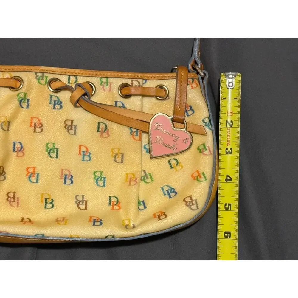 Dooney & Bourke Y2K Vintage IT Bag Yellow DB Rainbow Monogram Vachetta Leather